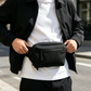 Minimalist Black Crossbody Chest Bag, Lightweight Water Resistant Nylon Fanny Pack, Unisex Daily Phone Shoulder Pouch