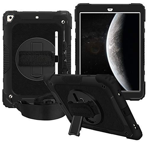 iPad 10.2 2019 Case, Shockproof Heavy Duty Protective Rugged Case with Strap for iPad 7th Generation 2019 10.2 inch (Glitter Rose Gold)