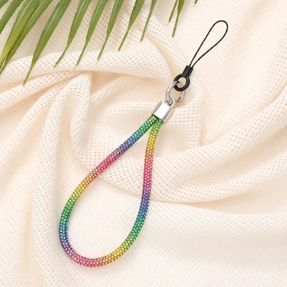 Bright Rhinestone Phone Lanyard Fashion Bling Bling Keychain Diamond Crystal Anti-lost Rope Hanging Cord Phone Accessories