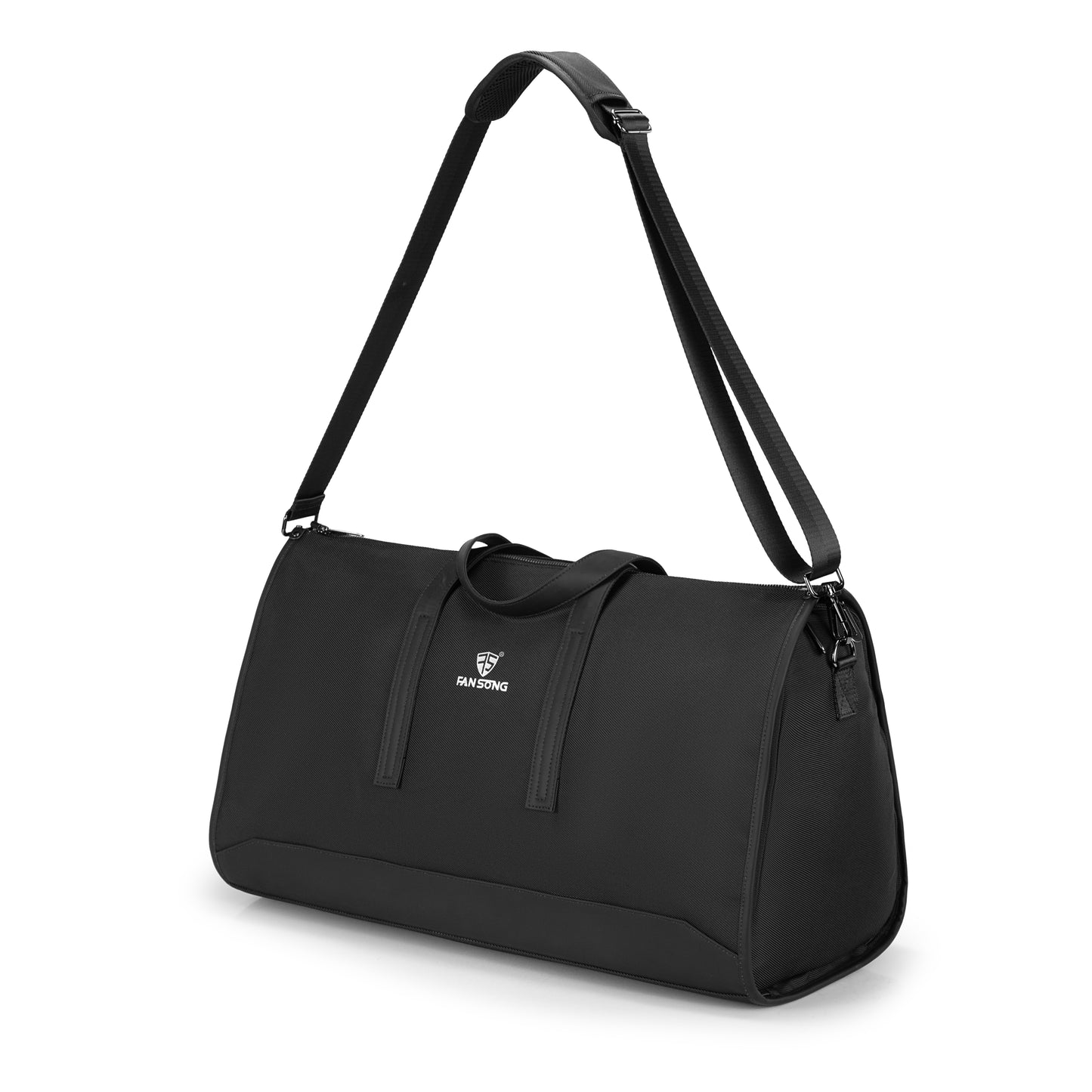 Unique 2-in-1 garment weekender bag with large capacity, trolley sleeve, hidden pockets, waterproof material.