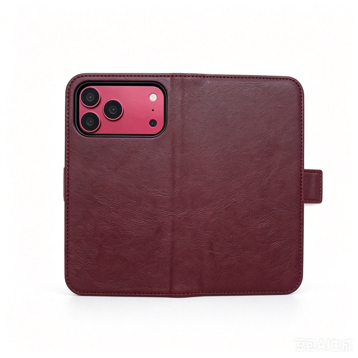 Wine Red Leather Folio Wallet Case for iPhone 18 / 18e / Air / Pro /Pro max — Card Holder & Shockproof Cover for All 18 Series