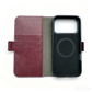 Wine Red Leather Folio Wallet Case for iPhone 18 / 18e / Air / Pro /Pro max — Card Holder & Shockproof Cover for All 18 Series