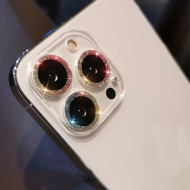FANSONG Dazzling & Durable Glitter Tempered Glass Camera Lens Protector for iPhone 12/13/14/15 Pro Max: Scratch-resistant, Shatterproof & Stylish