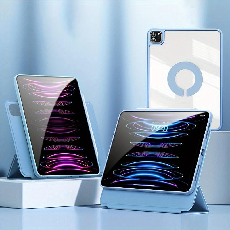 For IPad Case Transparent Acrylic Material Bending Resistant Detachable 720° Rotation TPU Silicone Soft Edge Case For IPad 2022 M2 Pro 11 Ipad 10.2 Inch Ipad 7th 8th 9th Generation 2021 Case Can Be Adsorbed On The Refr