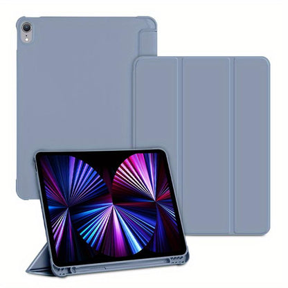 Para iPad Air 5/4 (modelos 2022/2020) con portalápices, compatible con carga de segundo lápiz, funda delgada para tablet con parte trasera de TPU suave, activación/reposo automático