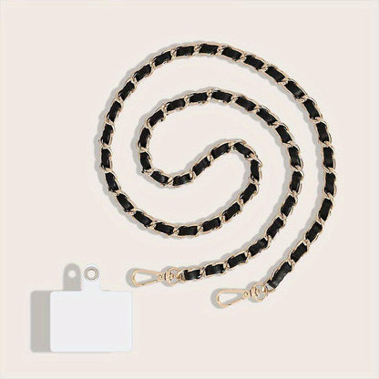 Premium Metal & Leather Mobile Phone Lanyard - Secure Your Device & Prevent Loss