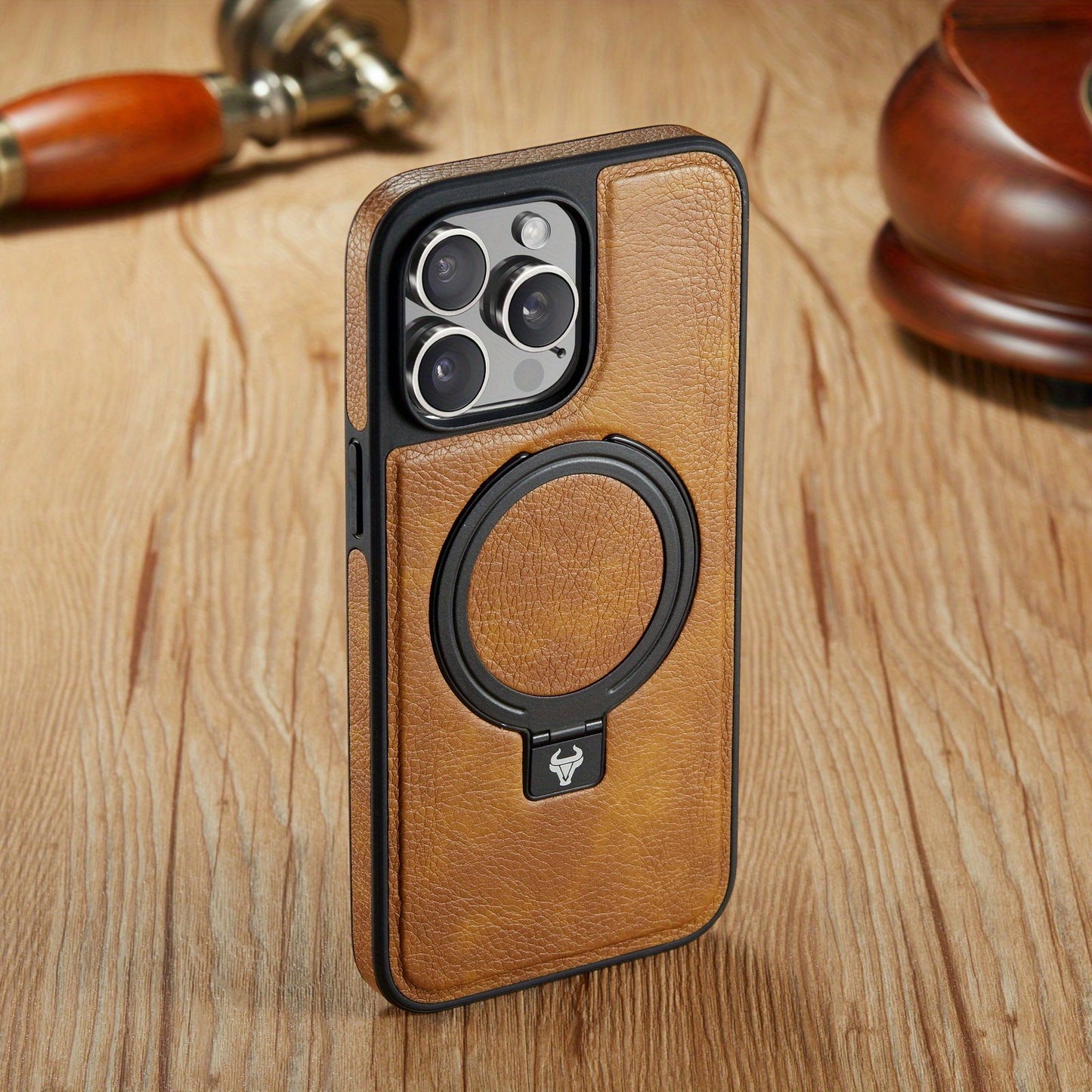 For IPhone 15 14 13 12  Pro Max Case Compatible With MagSafe Kickstand Vegan Leather Slim Classic Luxury Elegant Thin Protective Cover