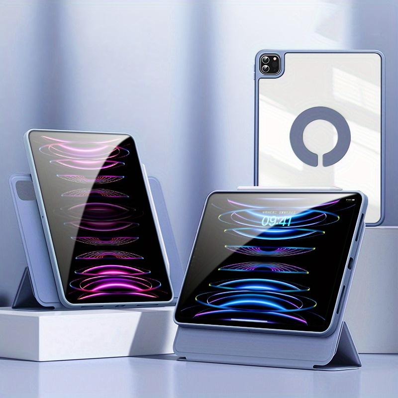 For IPad Case Transparent Acrylic Material Bending Resistant Detachable 720° Rotation TPU Silicone Soft Edge Case For IPad 2022 M2 Pro 11 Ipad 10.2 Inch Ipad 7th 8th 9th Generation 2021 Case Can Be Adsorbed On The Refr