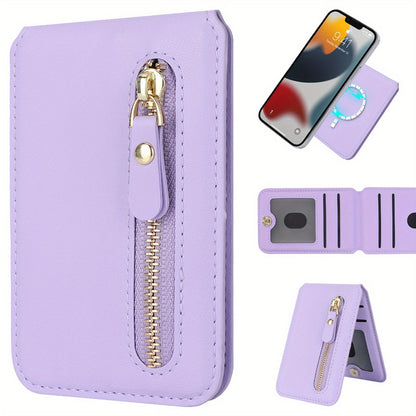 PU Faux Leather Mobile Phone Magnetic Card Holder Simple Ultra-thin Invisible Credit Card Holder Suitable For Magnetic Phone Holder Card Holder For IPhone 15/14/13/12 Series