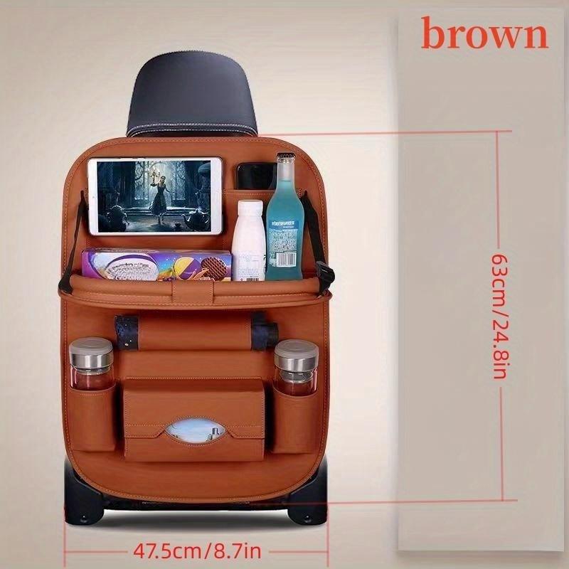 All-in-One Back Seat Organizer with Foldable Table Tray, Kick Mats, Tissue Box, Cup Holder, Umbrella Holder, Laptop Table & Car Eating Tray - Upgrade Your Car Rides with Ultimate Convenience