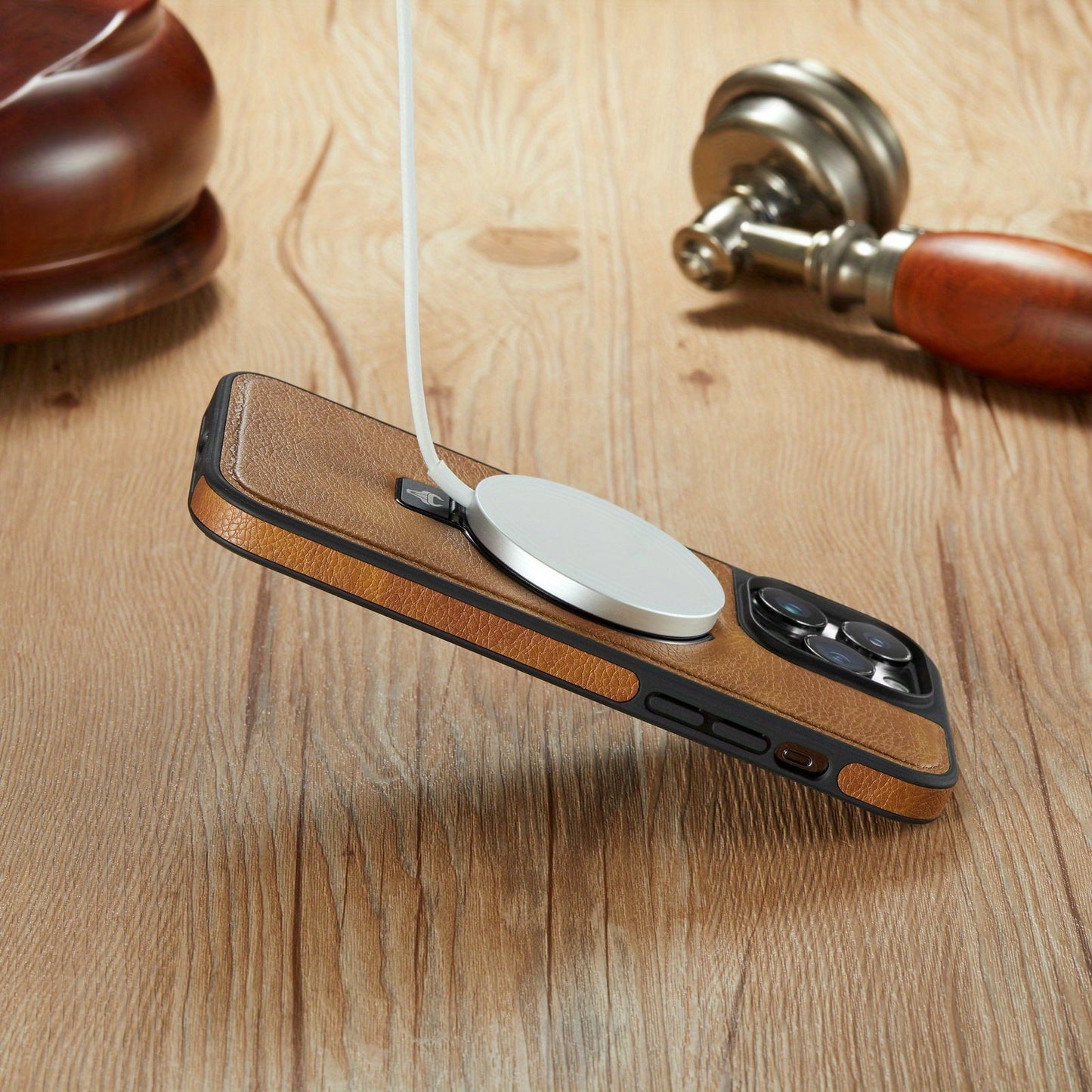 For IPhone 15 14 13 12  Pro Max Case Compatible With MagSafe Kickstand Vegan Leather Slim Classic Luxury Elegant Thin Protective Cover