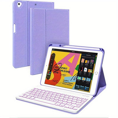 For IPad Case Keyboard, For IPad 9th/8th/7th Gen 10.2 In, IPad Pro, Air 3rd Gen 10.5 In, Detachable Backlit Wireless Keyboard With Magnetic Protective Cover And Built-in Pencil Holder (Black)