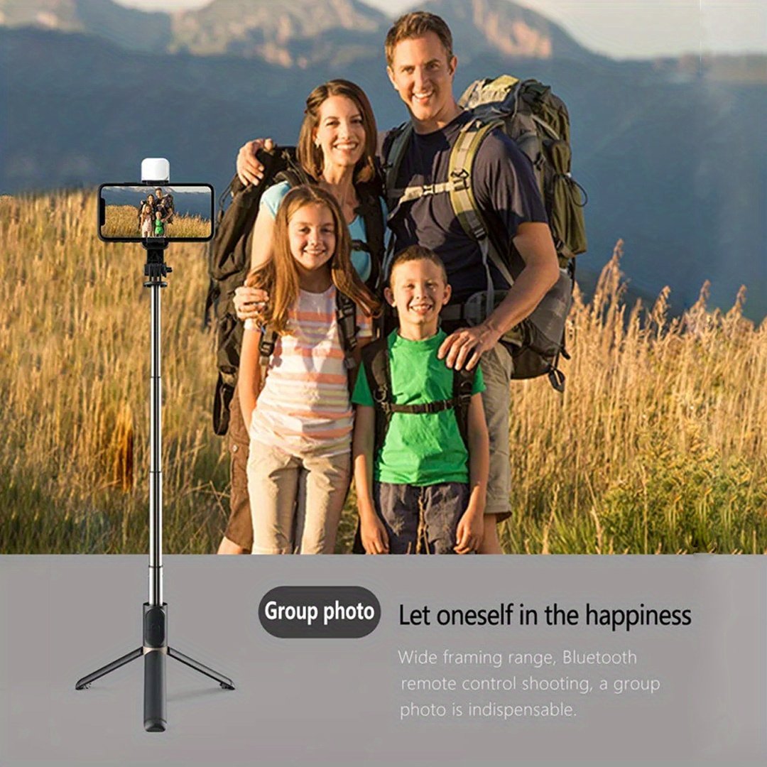 360° Rotating 40-Inch Selfie Stick Tripod with Wireless Remote, Battery Powered, Extendable Phone Holder for Travel, Vlogging - Wireless Portable Tripod Stand