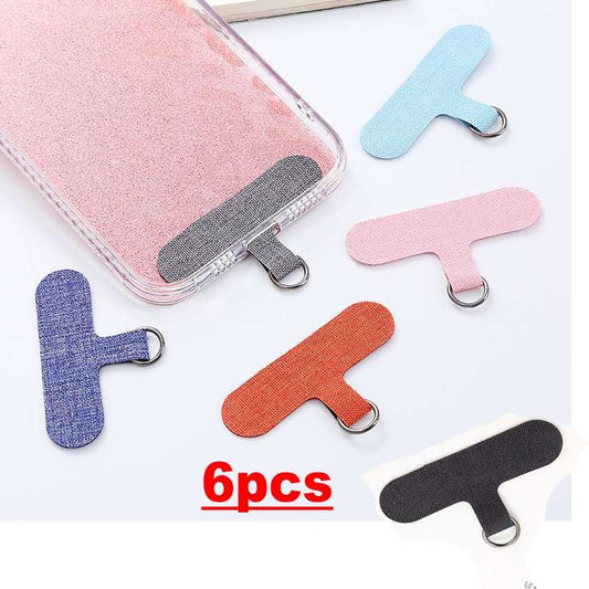 6pcs Mixed Color Universal Mobile Phone Anti-Lost Lanyard Detachable Hanging Cord Strap With Nylon Patch Tether Pad