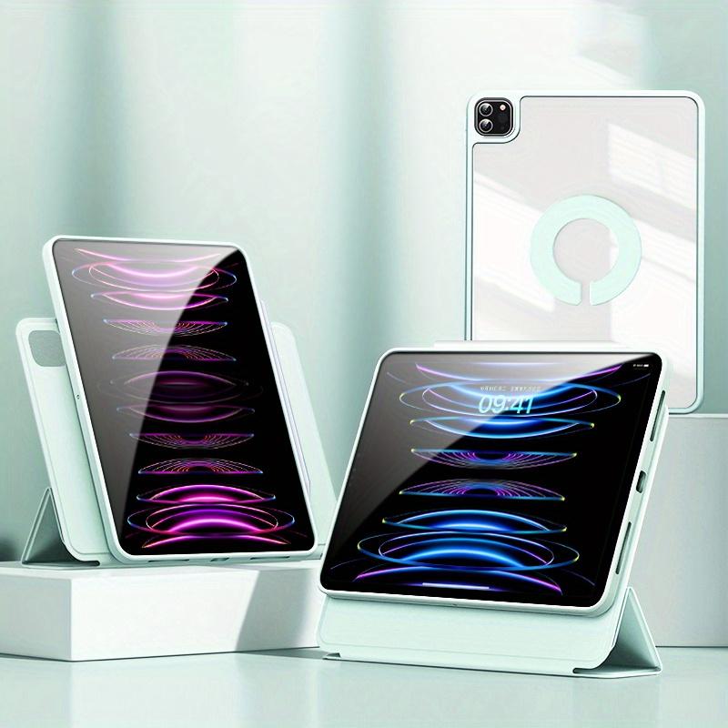 For IPad Case Transparent Acrylic Material Bending Resistant Detachable 720° Rotation TPU Silicone Soft Edge Case For IPad 2022 M2 Pro 11 Ipad 10.2 Inch Ipad 7th 8th 9th Generation 2021 Case Can Be Adsorbed On The Refr