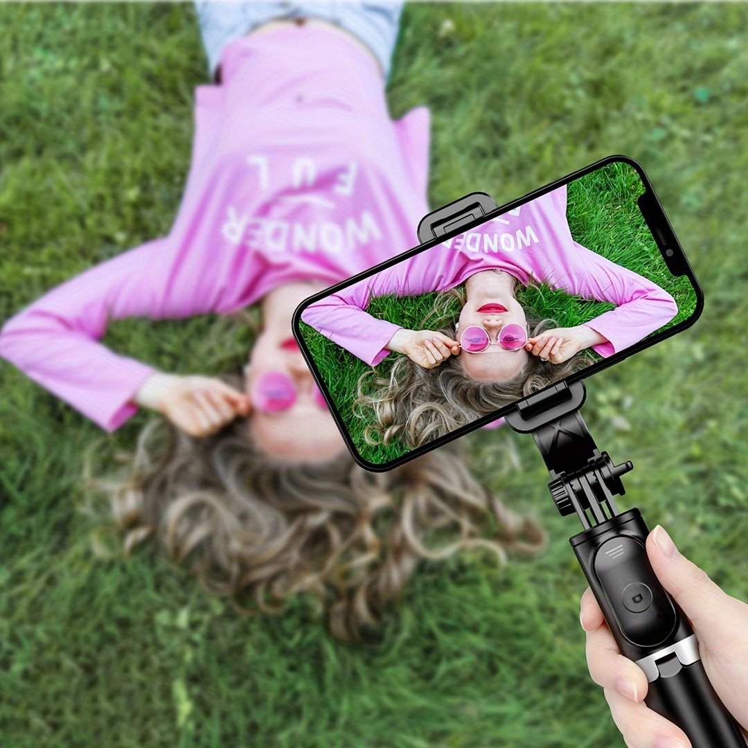 360° Rotating 40-Inch Selfie Stick Tripod with Wireless Remote, Battery Powered, Extendable Phone Holder for Travel, Vlogging - Wireless Portable Tripod Stand