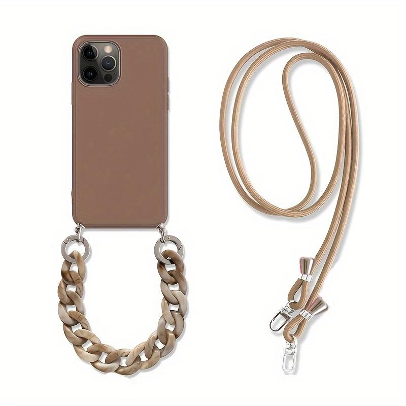 Marble Chain Silicone Case for iPhone 14/13/12 Pro Max - Stylish Crossbody Lanyard Necklace Cover!