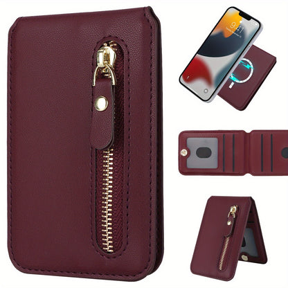 PU Faux Leather Mobile Phone Magnetic Card Holder Simple Ultra-thin Invisible Credit Card Holder Suitable For Magnetic Phone Holder Card Holder For IPhone 15/14/13/12 Series