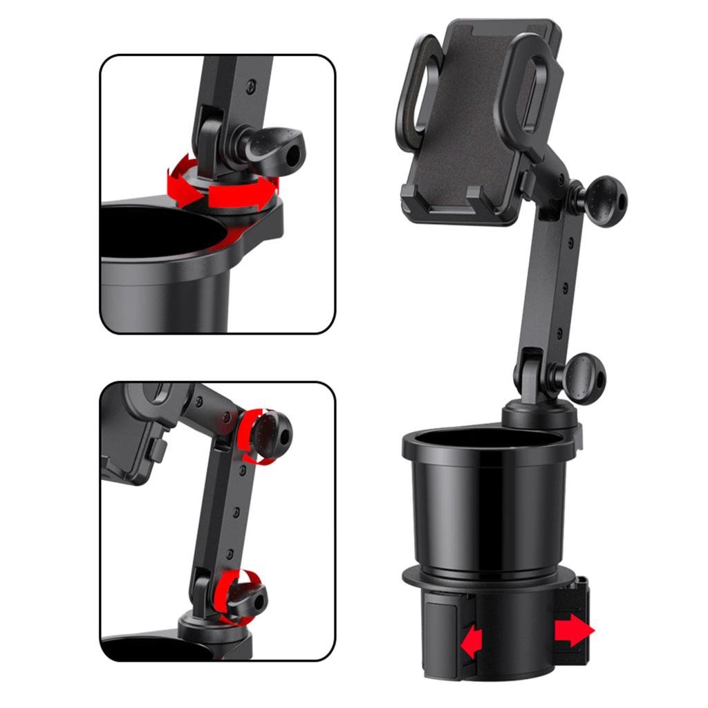 Adjustable Universal Car Phone Mount with Bottle Holder - 2-in-1 Stand for Safe and Convenient Driving