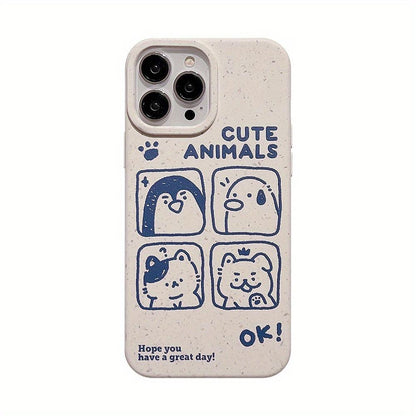 Cartoon Graffiti Small Animal Degradable Phone Case For IPhone