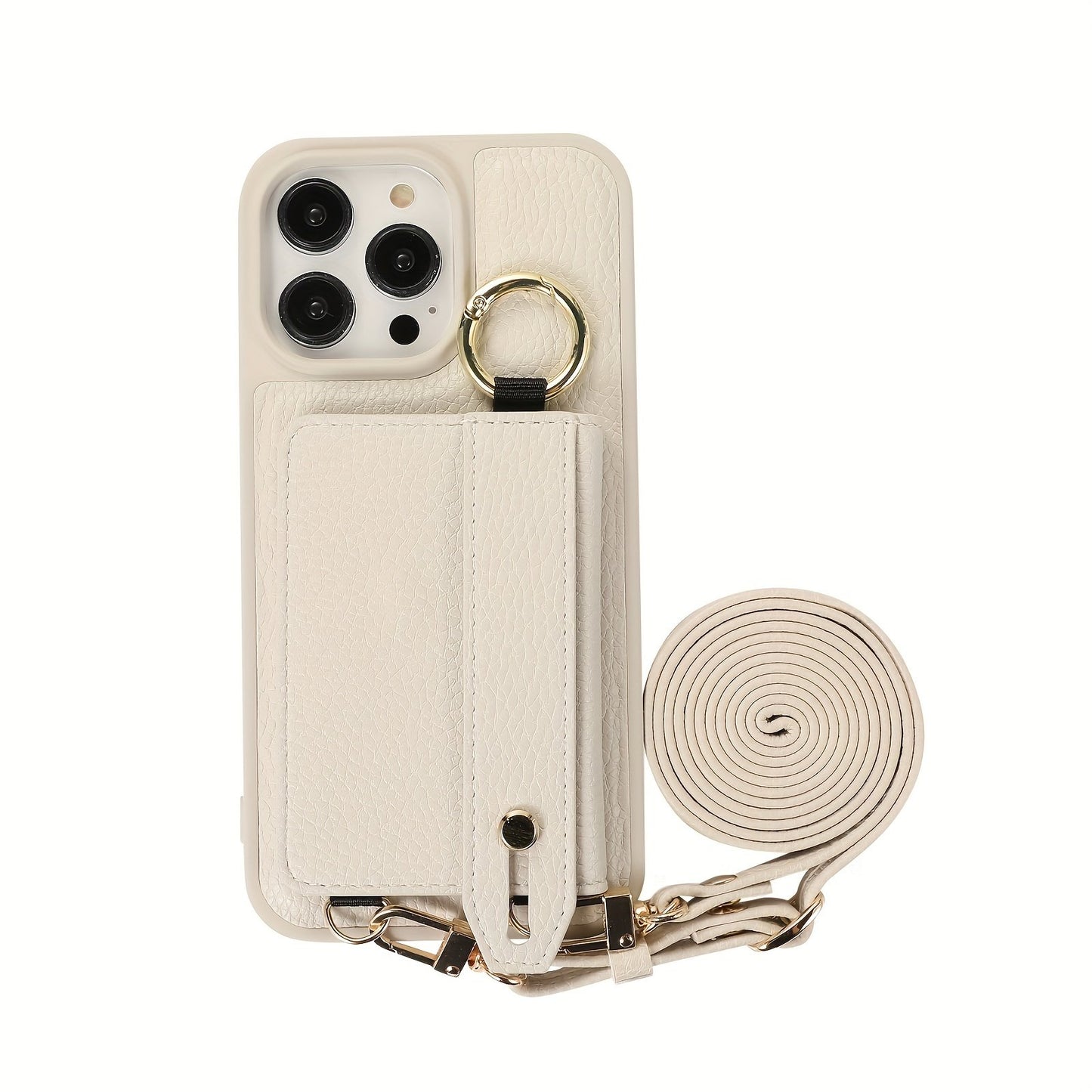 Luxusy Leather Phone Case For iPhone 15 Plus 14 13 12 11 Pro Max With Wrist Ring Long Lanyard Crossbody Bag Shockproof Cover