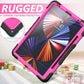 iPad Pro 12.9 inch Case 6th 2022 2021 5th Generation iPad Pro 12.9 Inch 2020 4th Gen with Screen Protector Pencil Holder Kids Shockproof Rugged Silicone Cover 360 Stand Hand Strap Black