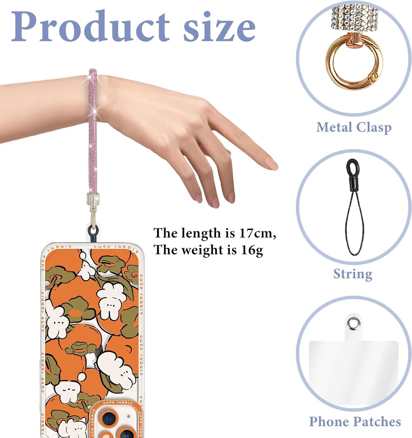 Diamond Wrist Strap Phone Lanyard Rhinestone Bling Glitter Lanyard With Phone Tether Tab Phone Wristlet Strap