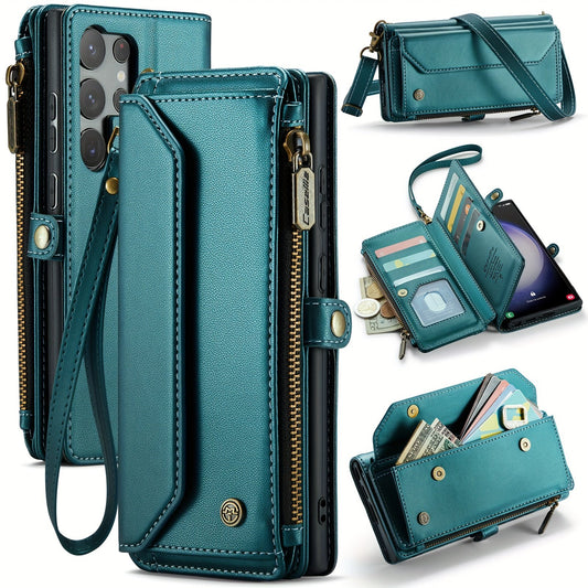 New Flip Wallet Style Phone Case With Zipper, For Samsung Galaxy S10Plus/ S20ultra/ S21plus/S22ultra/S24 Series/S24 Series/A12/A13/ A14/A15/A01S/A53/A54/A71/A72 4G 5G/Galaxy Note 10 Plus/Note20