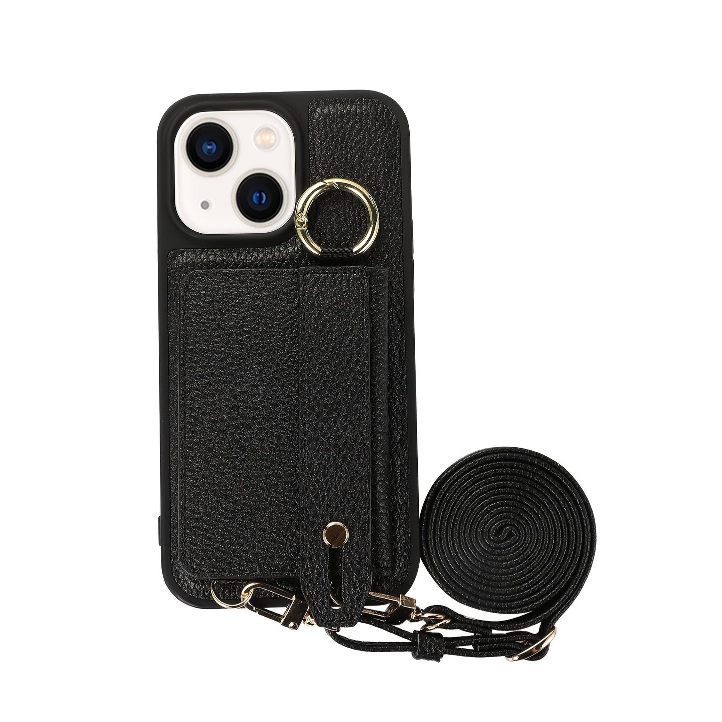 Luxusy Leather Phone Case For iPhone 15 Plus 14 13 12 11 Pro Max With Wrist Ring Long Lanyard Crossbody Bag Shockproof Cover