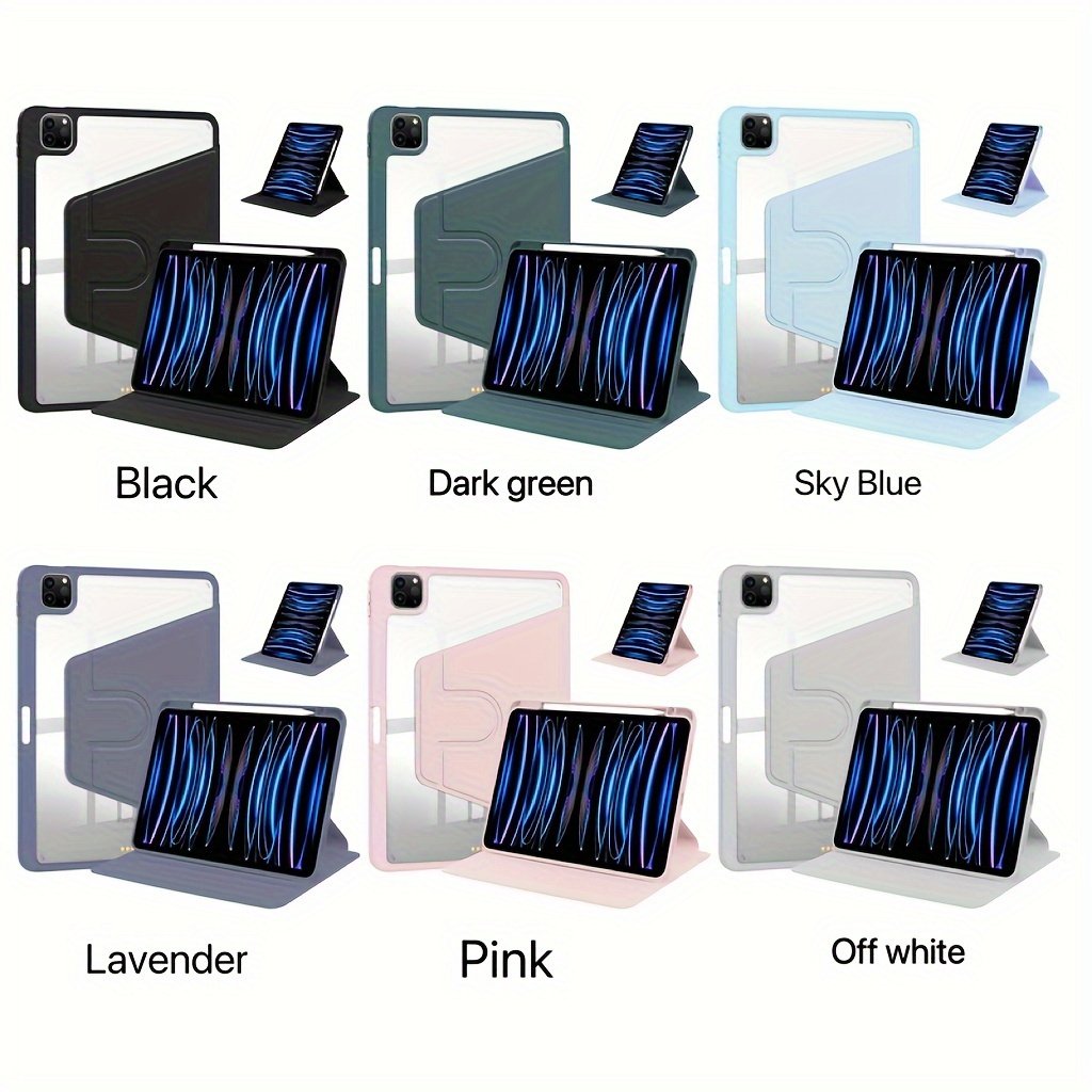 For New IPad Case 720° Rotation 2021 Apple 10.2-inch Tablet 2020ipad Case Pro11 With Pen Slot 2019 Transparent 12.9 Acrylic Air4/5 10 10th Generation Mini6 Computer 7/8/9 Generation Leather Case Mini45