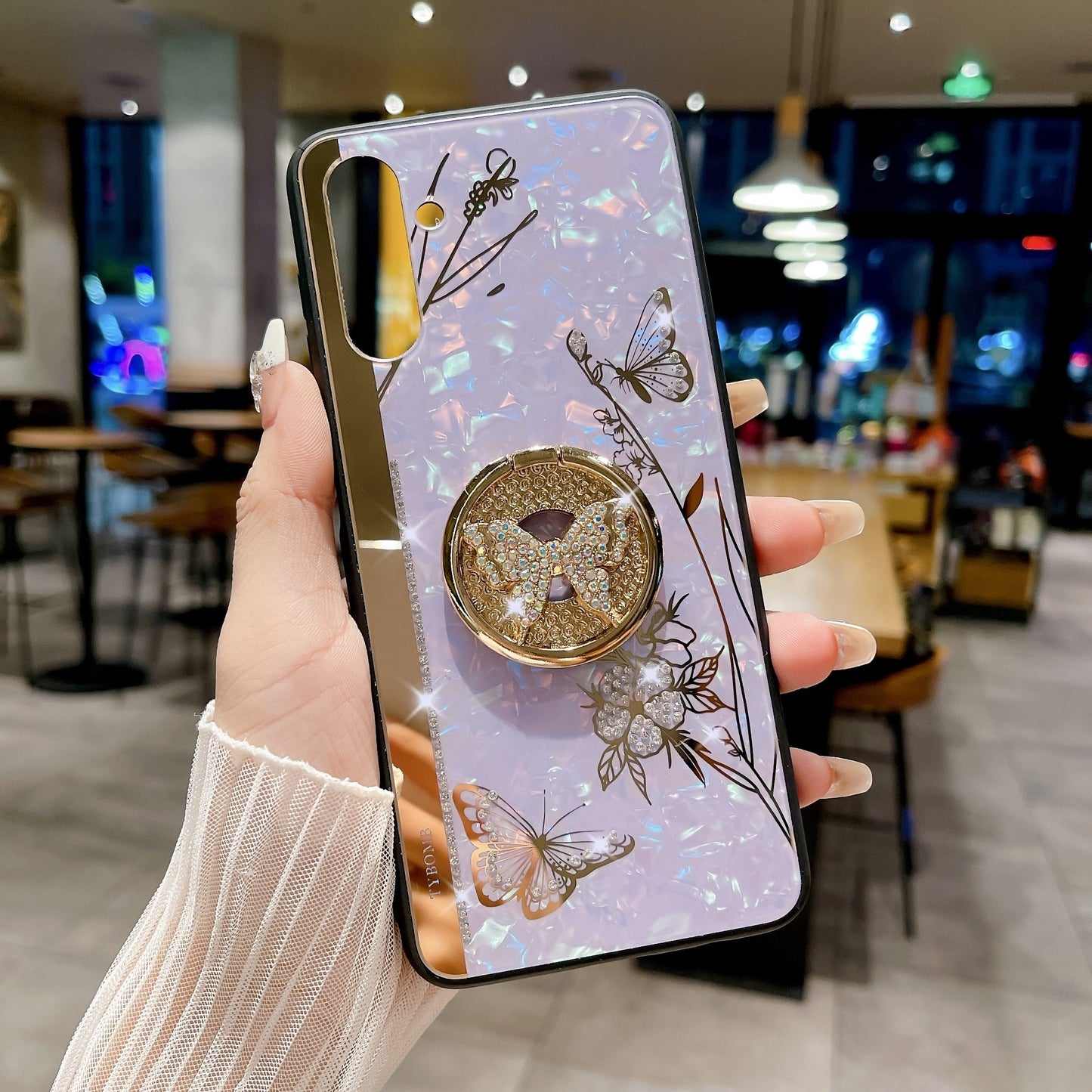 For Samsung Galaxy A23/A53/A13/A14/A54/A32 Phone Case Ladies Girl, Luxury Cute Sparkling Diamond Butterfly Flower Design With Ring Stand, Electroplated Glitter Girl Hard Case Samsung Galaxy A23/A53/A13/A14/A54/A32 Pink