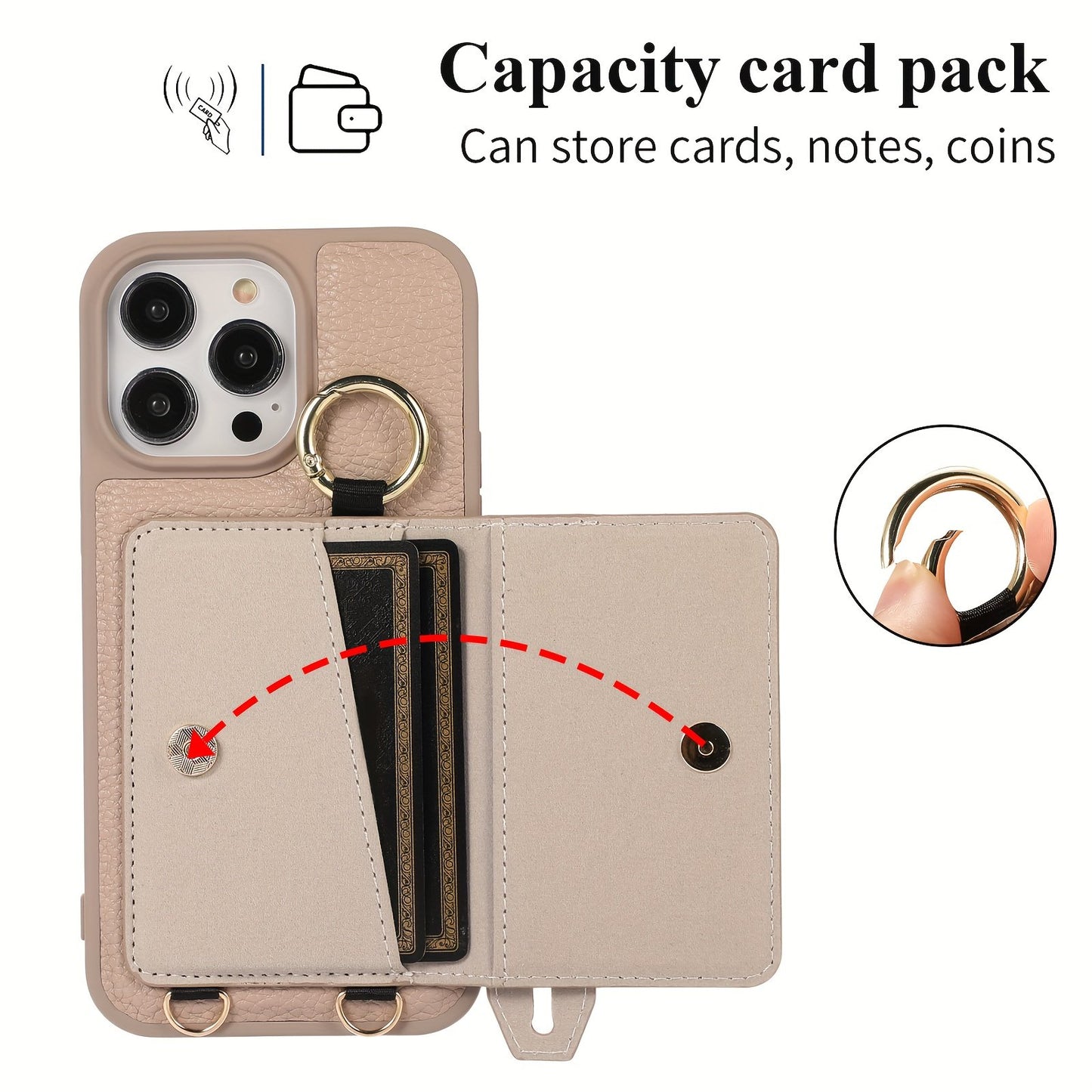 Luxusy Leather Phone Case For iPhone 15 Plus 14 13 12 11 Pro Max With Wrist Ring Long Lanyard Crossbody Bag Shockproof Cover