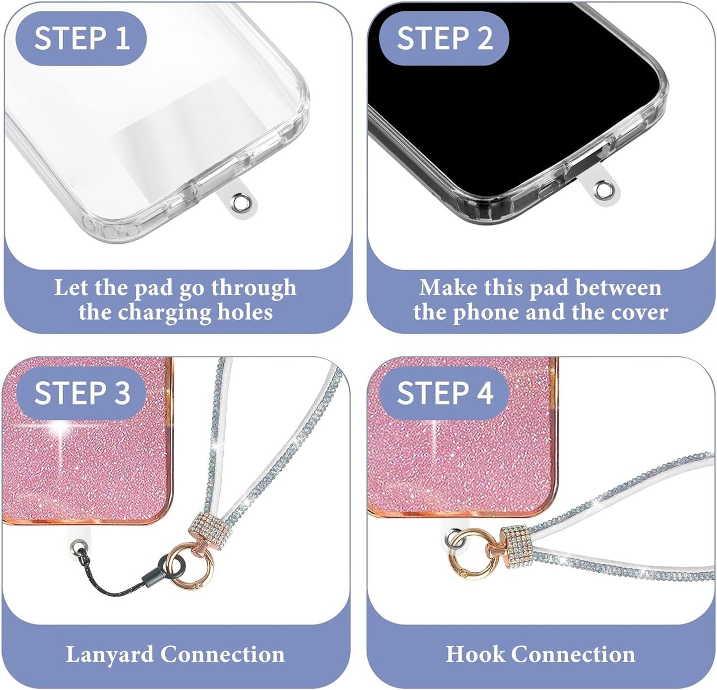 Diamond Wrist Strap Phone Lanyard Rhinestone Bling Glitter Lanyard With Phone Tether Tab Phone Wristlet Strap