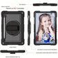 For Samsung Galaxy Tab A7 Lite A8 S6 Lite S7 FE S8 PLUS Case Military Grade Heavy Duty Shockproof Cover - Pencil Holder - Rotating Stand - Hand/Shoulder Strap - Black