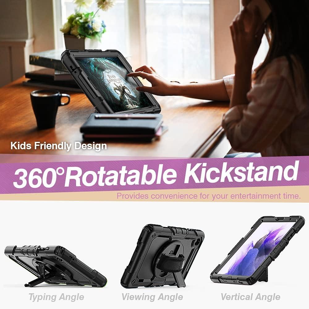 Samsung Galaxy Tab A7 Lite Case 8.7 inch 2021(SM-T220/T225/T227), with Screen Protector Pencil Holder Kids Shockproof Silicone Cover 360 Stand Hand Strap for Galaxy Tablet A7 lite,Purple