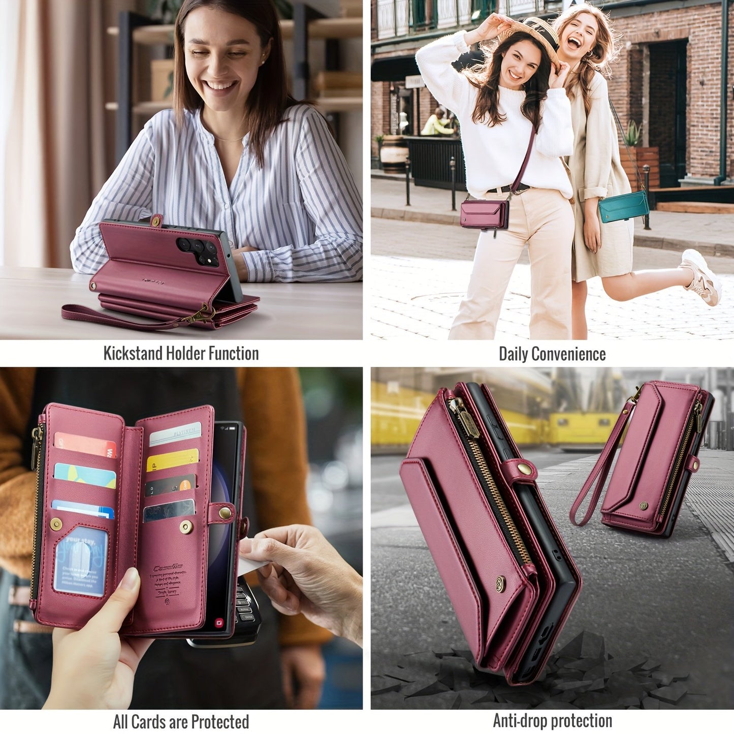 New Flip Wallet Style Phone Case With Zipper, For Samsung Galaxy S10Plus/ S20ultra/ S21plus/S22ultra/S24 Series/S24 Series/A12/A13/ A14/A15/A01S/A53/A54/A71/A72 4G 5G/Galaxy Note 10 Plus/Note20