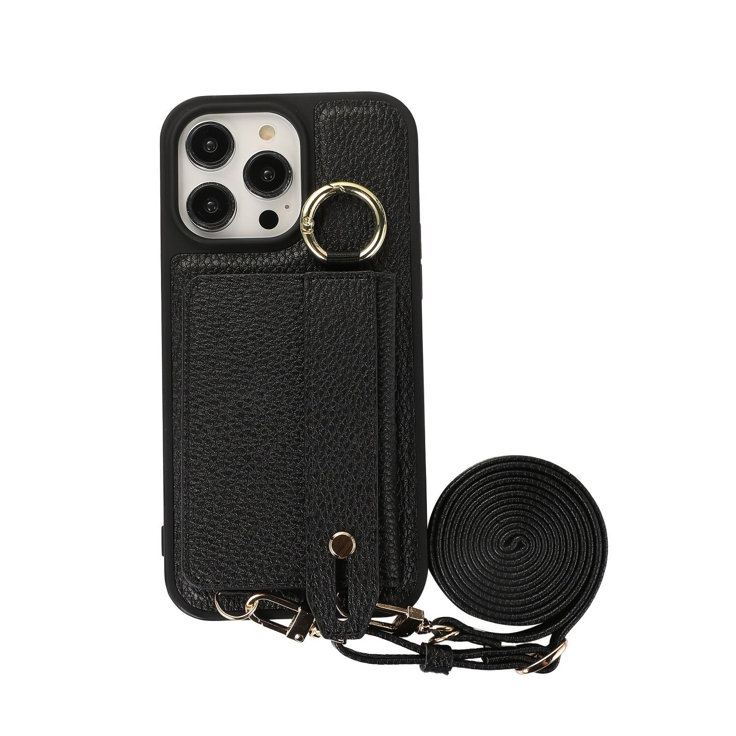 Luxusy Leather Phone Case For iPhone 15 Plus 14 13 12 11 Pro Max With Wrist Ring Long Lanyard Crossbody Bag Shockproof Cover