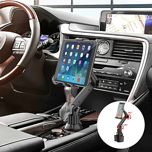 Universal 360 Car Cup Holder Tablet Automobile Mount Cradle For Apple For IPad Pro 12.9 Air 2019 Mini 4 For Samsung Tab S7 Plus 12.4