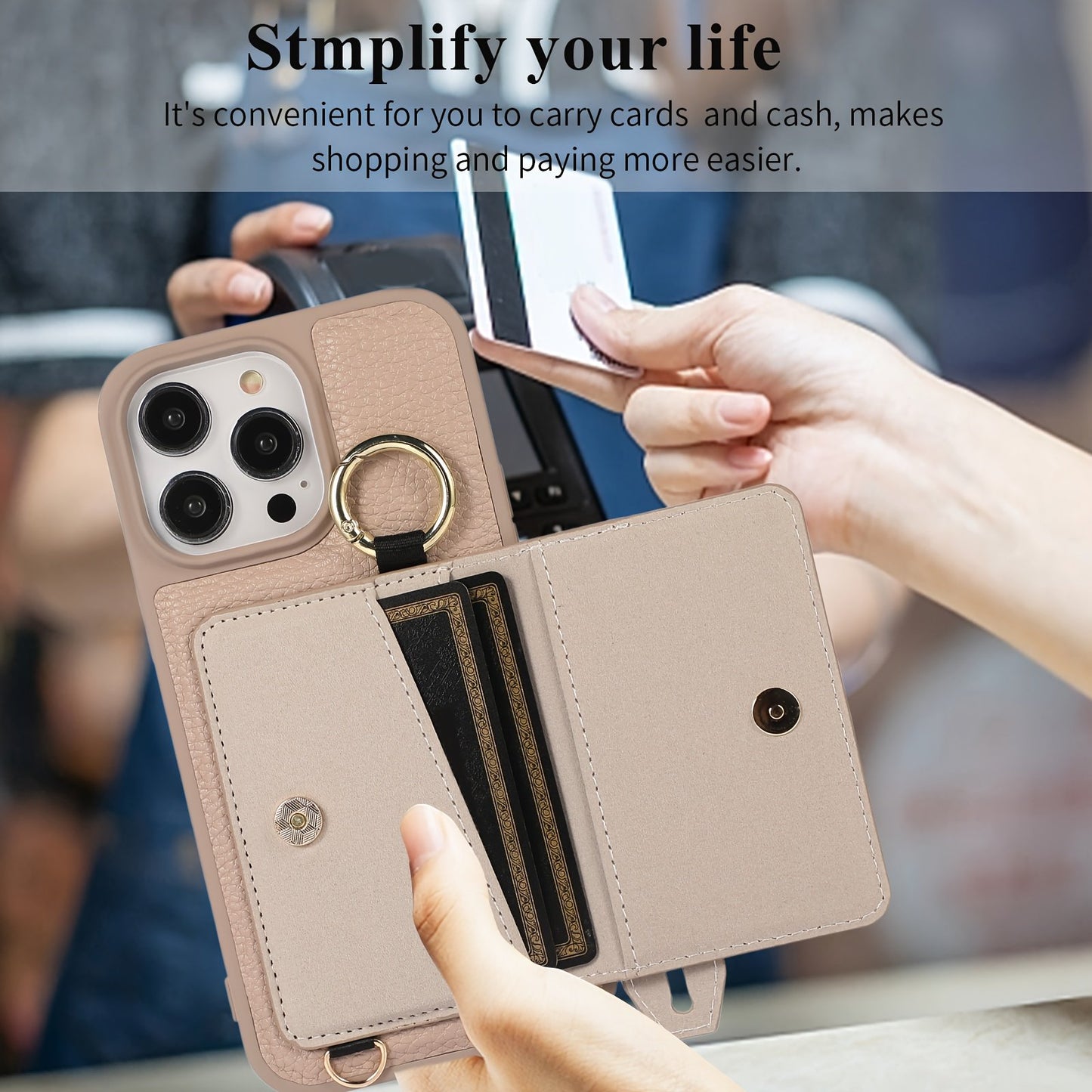 Luxusy Leather Phone Case For iPhone 15 Plus 14 13 12 11 Pro Max With Wrist Ring Long Lanyard Crossbody Bag Shockproof Cover