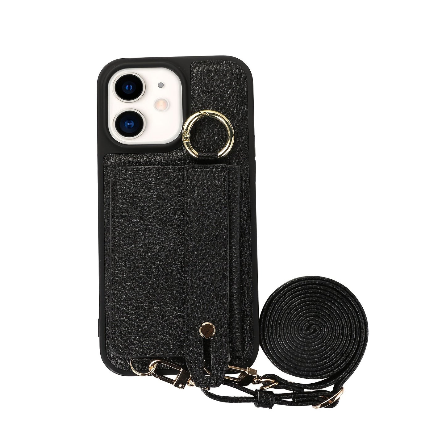 Luxusy Leather Phone Case For iPhone 15 Plus 14 13 12 11 Pro Max With Wrist Ring Long Lanyard Crossbody Bag Shockproof Cover
