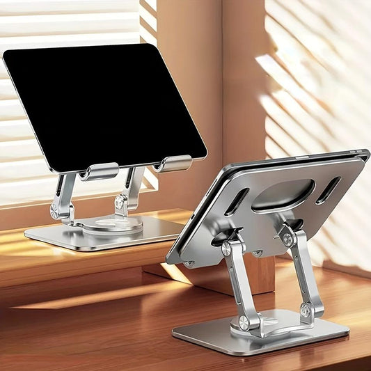 Aluminum Tablet Stand with 360-Degree Rotation and Adjustable Holder for Mobile Phones - Multifunctional Desktop Stand for Comfortable Viewing