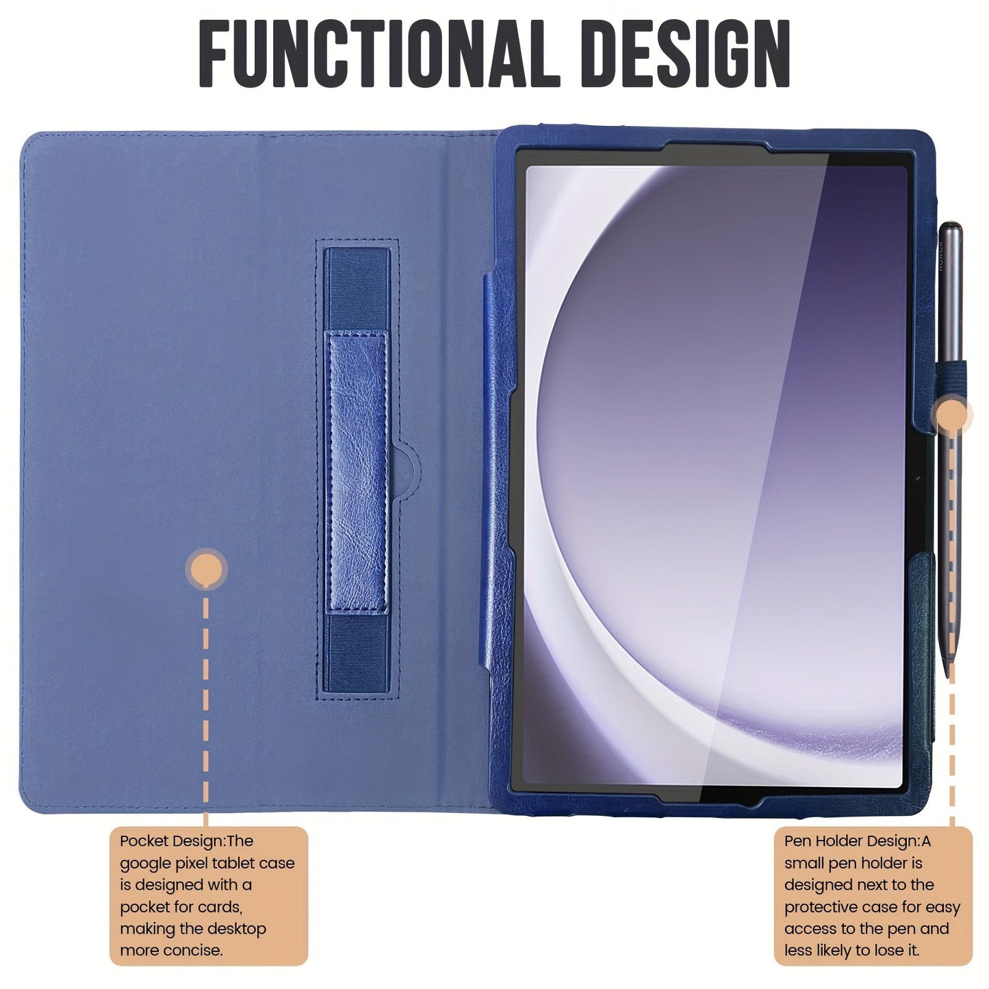 Case For Samsung Galaxy Tab A9+/A9 Plus 11 Inch 2023 Model (SM-X210/X216/X218), Premium Pu Leather Folio Cover With S Pen Holder & Hand Strap With Auto Wake/Sleep, (Note: Only Fits This Model Of Case, Tablet And Pen Not Included)