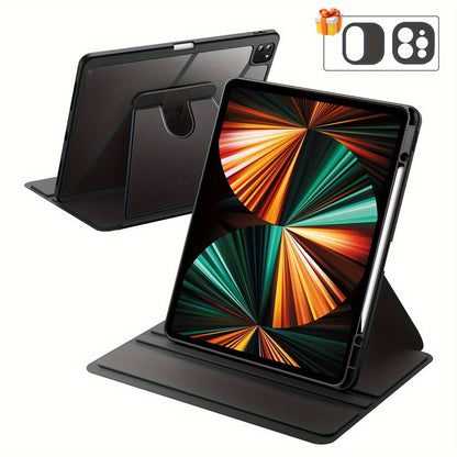 Rotating Case For iPad Pro 12.9-Inch (2022/2021/2020/2018) With Pencil Holder, 360 Degree Rotation Protective Stand Cover Clear Back, Auto Wake/Sleep