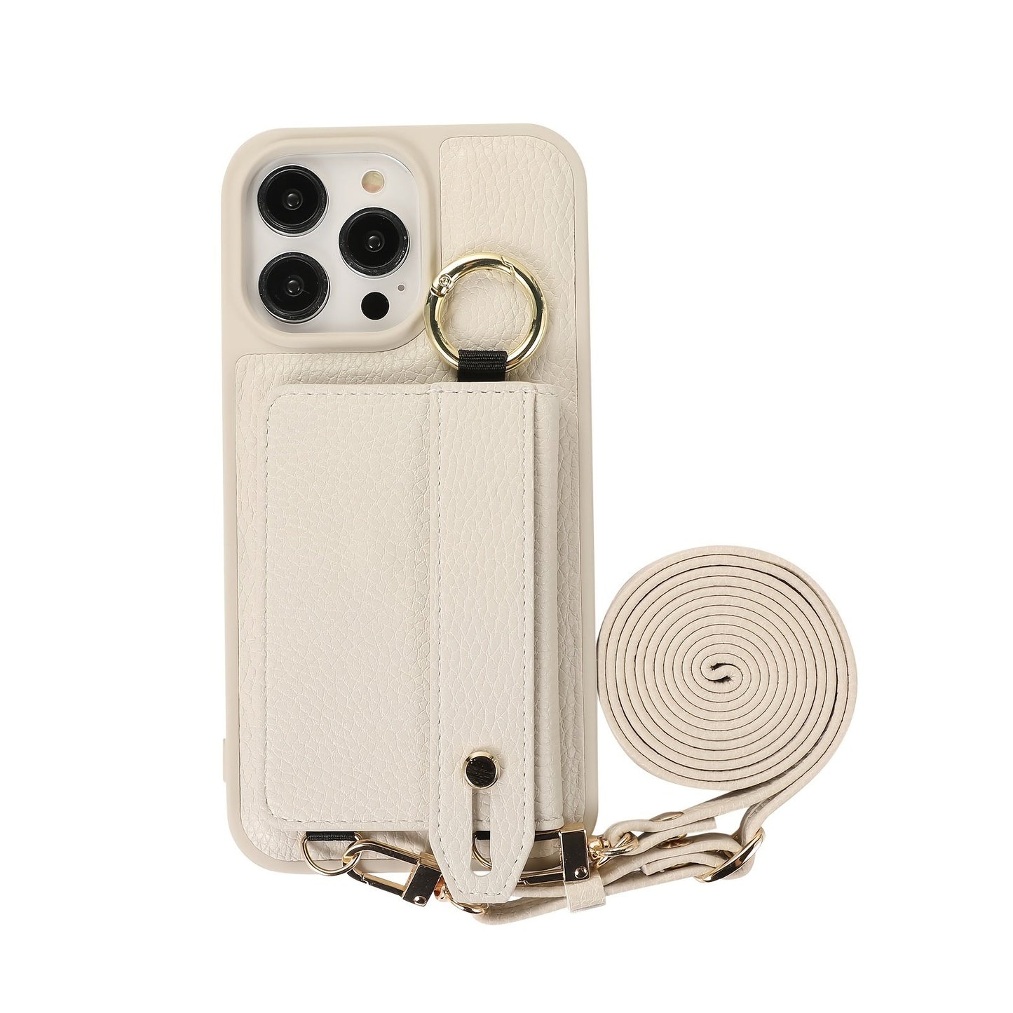 Luxusy Leather Phone Case For iPhone 15 Plus 14 13 12 11 Pro Max With Wrist Ring Long Lanyard Crossbody Bag Shockproof Cover