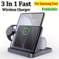 Foldable 3 In 1 Wireless Charger For Samsung Galaxy Z Fold 5 4 Flip 4 S23 S21 NOTE Series 3 In 1 Fast Charging Station For Galaxy Watch 6/5/4/3 Series Active 1/2 Galaxy Buds2 Pro Live