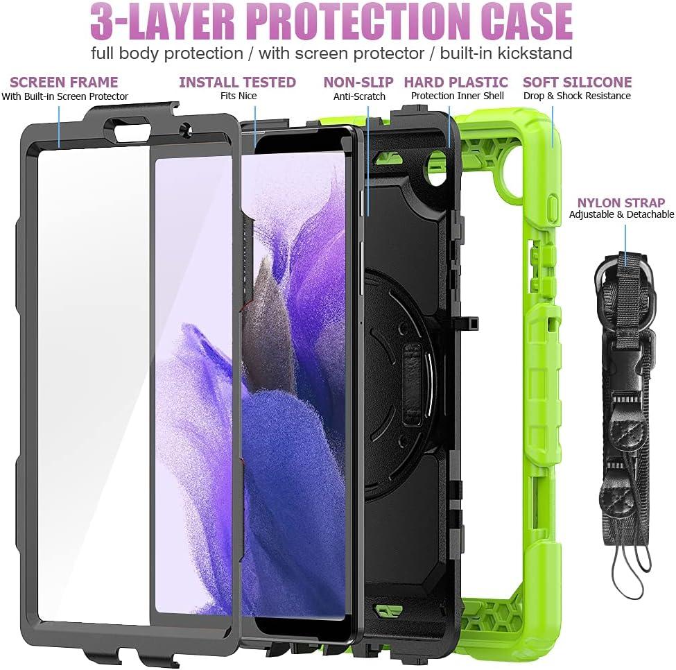 Samsung Galaxy Tab A7 Lite Case 8.7 inch 2021(SM-T220/T225/T227), with Screen Protector Pencil Holder Kids Shockproof Silicone Cover 360 Stand Hand Strap for Galaxy Tablet A7 lite,Purple