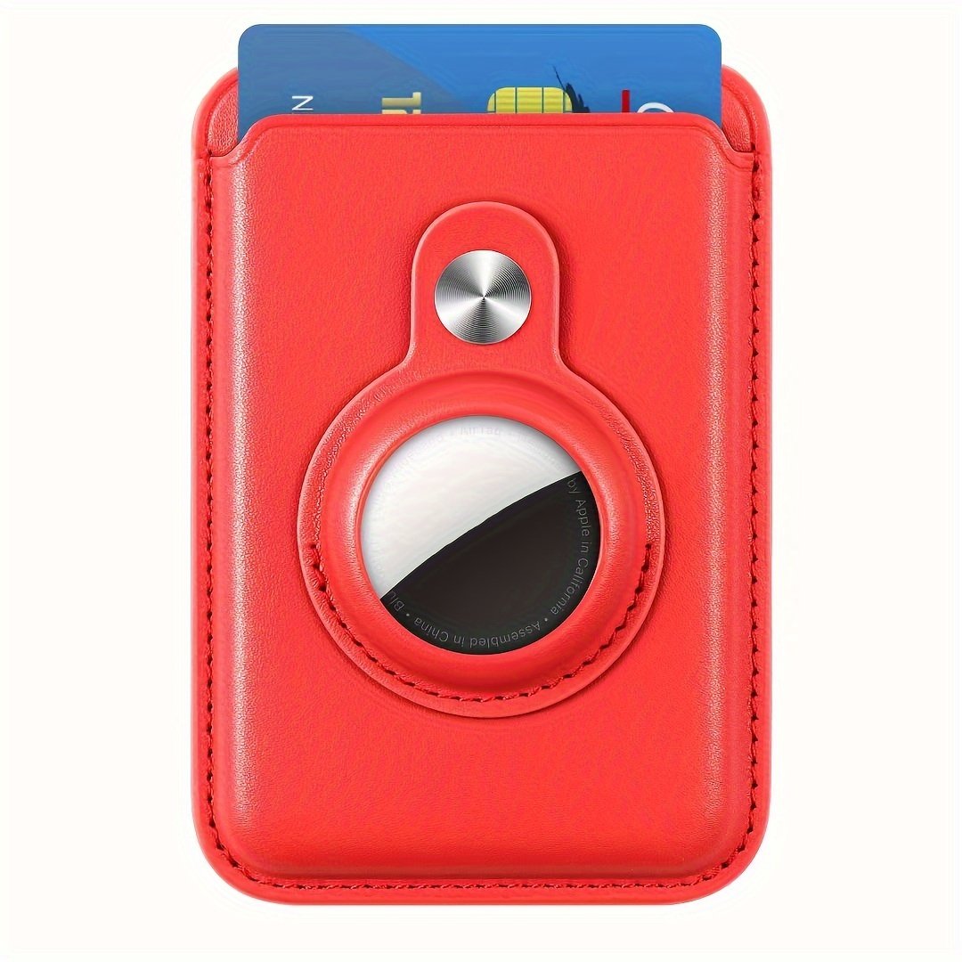 Magnetic Artificial Leather Card Holder Wallet Built In AirTag Pocket For IPhone 15 14 Plus 13 12 Pro Max Anti-Lost
