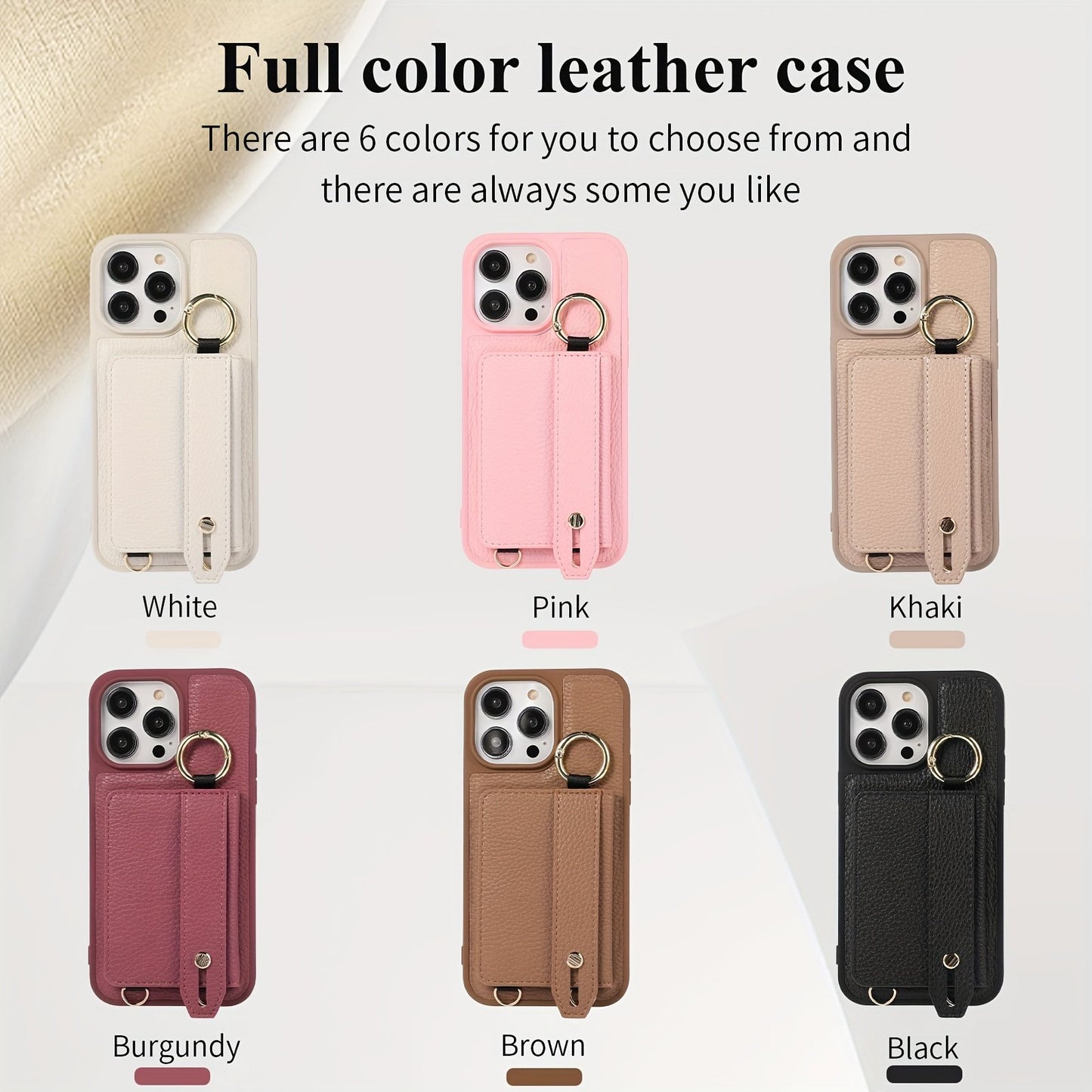Luxusy Leather Phone Case For iPhone 15 Plus 14 13 12 11 Pro Max With Wrist Ring Long Lanyard Crossbody Bag Shockproof Cover