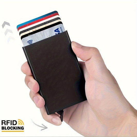 1pc Men's Automatic Pop-up Card Holder, Aluminum Alloy, ID Card Holder, Card Cover, New Metal Money Clip, Anti-demagnetization