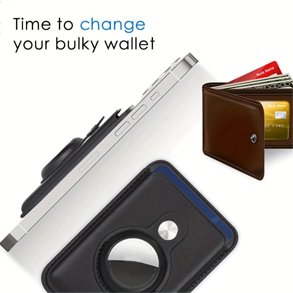 Magnetic Artificial Leather Card Holder Wallet Built In AirTag Pocket For IPhone 15 14 Plus 13 12 Pro Max Anti-Lost